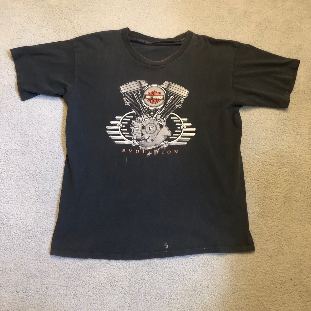 Vtg 1995 Harley Davidson Evolution V2 Engine‎ T Shirt Black XL Single Stitch 90s